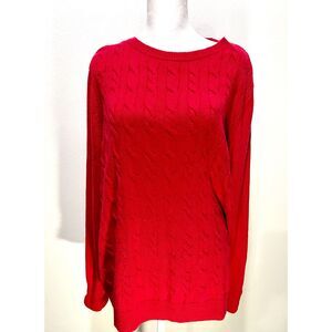 Talbots sweater cable knit red Nylon wool blend festive business casual women 2X